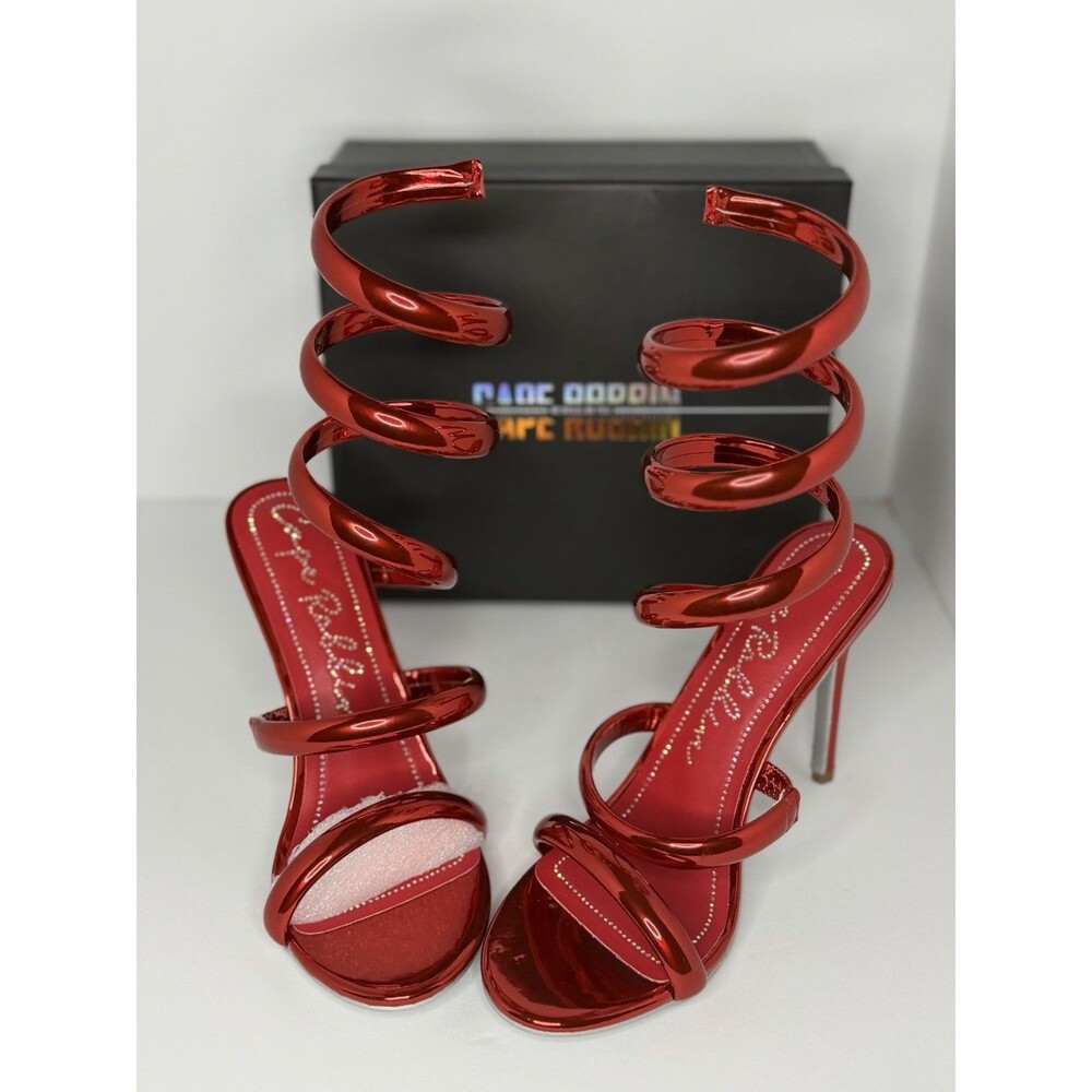 Cape Robbin Red Spiral Strappy Stiletto Heels Open Toe Size 8.5